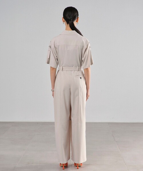 セール】ハーフSLVイージージャンプスーツ｜細見え/ウォッシャブル/防