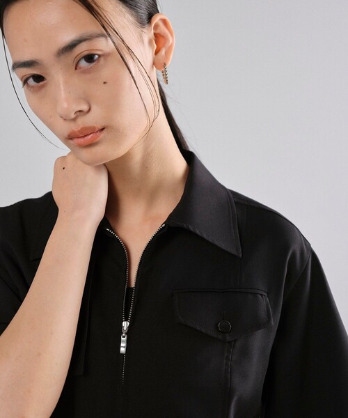 ito ブラック ジャンプスーツ ハーフスリーブ ito ブラック ジャンプスーツ ハーフスリーブ セール】ハーフジップ