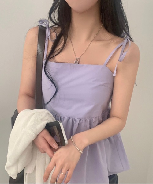 FREE STYLISTS（フリー スタイリスト）の「YUGA_YGMC　 Ribbon Camisole（キャミソール・レディース・ブラック/ラベンダー/ホワイト・FREE）」の3枚目の写真