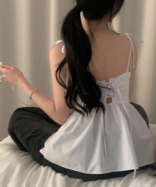 FREE STYLISTS（フリー スタイリスト）の「YUGA_YGMC　 Ribbon Camisole（キャミソール・レディース・ブラック/ラベンダー/ホワイト・FREE）」の6枚目の写真