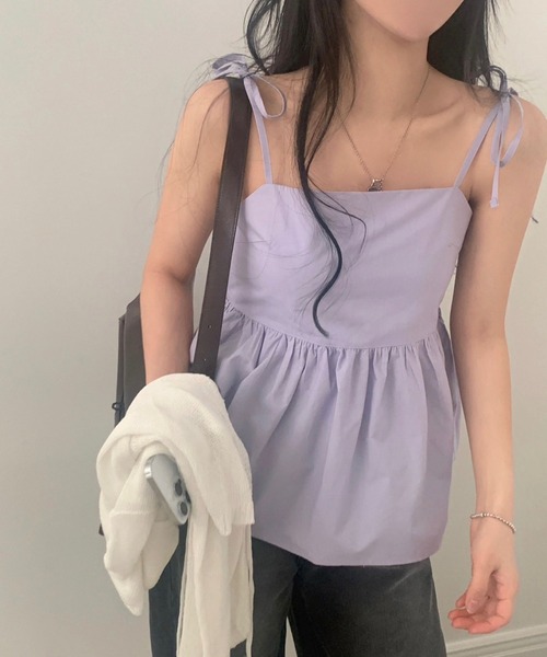 FREE STYLISTS（フリー スタイリスト）の「YUGA_YGMC　 Ribbon Camisole（キャミソール・レディース・ブラック/ラベンダー/ホワイト・FREE）」の14枚目の写真
