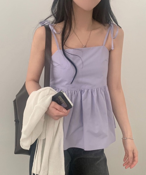 FREE STYLISTS（フリー スタイリスト）の「YUGA_YGMC　 Ribbon Camisole（キャミソール・レディース・ブラック/ラベンダー/ホワイト・FREE）」の13枚目の写真