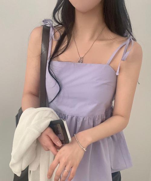 FREE STYLISTS（フリー スタイリスト）の「YUGA_YGMC　 Ribbon Camisole（キャミソール・レディース・ブラック/ラベンダー/ホワイト・FREE）」の15枚目の写真