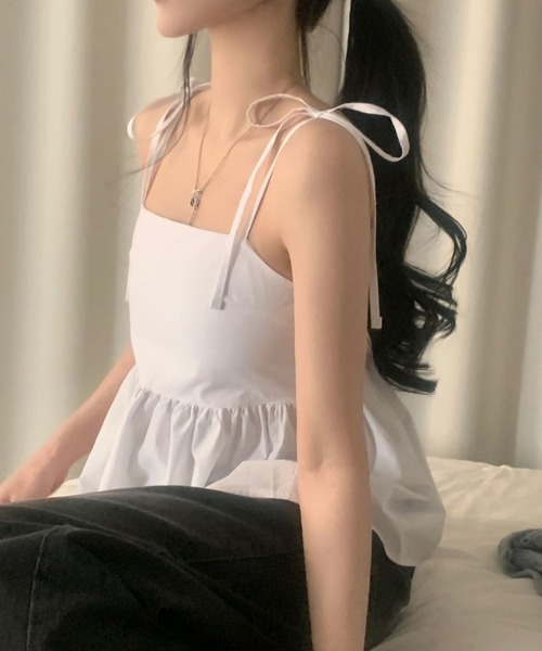 FREE STYLISTS（フリー スタイリスト）の「YUGA_YGMC　 Ribbon Camisole（キャミソール・レディース・ブラック/ラベンダー/ホワイト・FREE）」の9枚目の写真