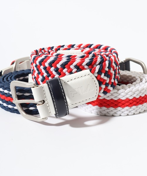 FILA（フィラ）の「FILA ライン メッシュベルト（ベルト・メンズ・ネイビー/レッド/ホワイト・FREE）」の3枚目の写真