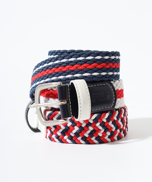 FILA（フィラ）の「FILA ライン メッシュベルト（ベルト・メンズ・ネイビー/レッド/ホワイト・FREE）」の2枚目の写真