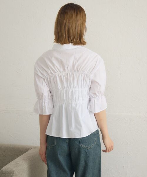 RETRO GIRL（レトロガール）の「ギャザーSH（シャツ/ブラウス・レディース・オフホワイト/ブルー系その他/ホワイト系その他・FREE）」の6枚目の写真