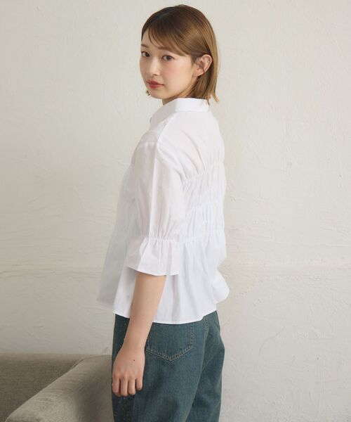 RETRO GIRL（レトロガール）の「ギャザーSH（シャツ/ブラウス・レディース・オフホワイト/ブルー系その他/ホワイト系その他・FREE）」の7枚目の写真