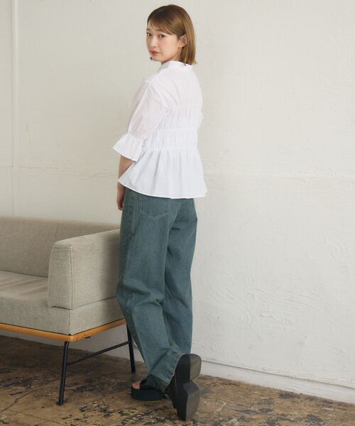 RETRO GIRL（レトロガール）の「ギャザーSH（シャツ/ブラウス・レディース・オフホワイト/ブルー系その他/ホワイト系その他・FREE）」の9枚目の写真