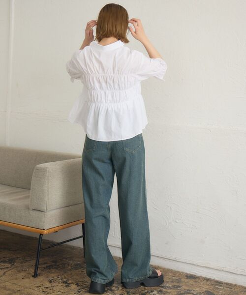 RETRO GIRL（レトロガール）の「ギャザーSH（シャツ/ブラウス・レディース・オフホワイト/ブルー系その他/ホワイト系その他・FREE）」の10枚目の写真