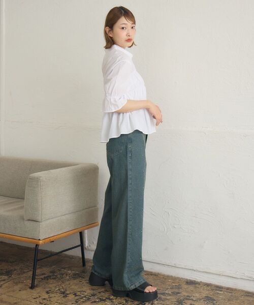 RETRO GIRL（レトロガール）の「ギャザーSH（シャツ/ブラウス・レディース・オフホワイト/ブルー系その他/ホワイト系その他・FREE）」の11枚目の写真