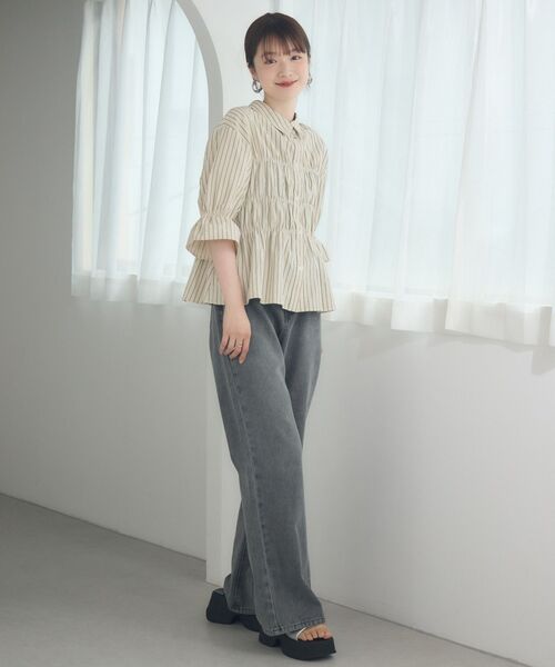 RETRO GIRL（レトロガール）の「ギャザーSH（シャツ/ブラウス・レディース・オフホワイト/ブルー系その他/ホワイト系その他・FREE）」の14枚目の写真