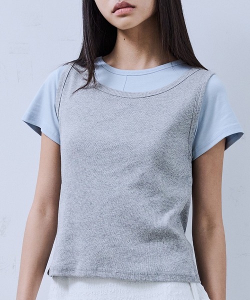 tシャツ PLACE STUDIO／ピンタックロゴTシャツセット レディース PLACE STUDIO／ピンタックロゴTシャツセット（Tシャツ