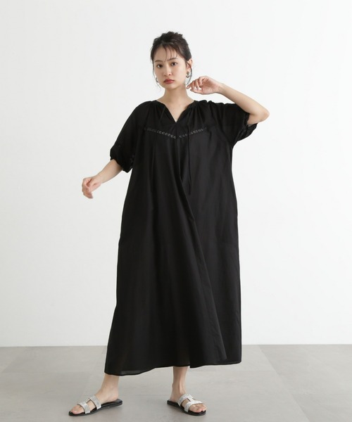 N.(N. Natural Beauty Basic)(エヌエヌナチュラルビューティーベーシック)の「レースコットンワンピース(ワンピース・レディース・ブラック/グリーン/ピンク・MEDIUM)」の2枚目の写真