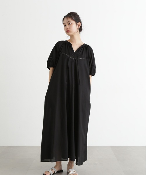 N.(N. Natural Beauty Basic)(エヌエヌナチュラルビューティーベーシック)の「レースコットンワンピース(ワンピース・レディース・ブラック/グリーン/ピンク・MEDIUM)」の7枚目の写真