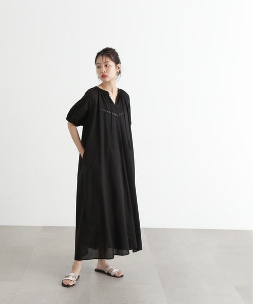 N.(N. Natural Beauty Basic)(エヌエヌナチュラルビューティーベーシック)の「レースコットンワンピース(ワンピース・レディース・ブラック/グリーン/ピンク・MEDIUM)」の5枚目の写真