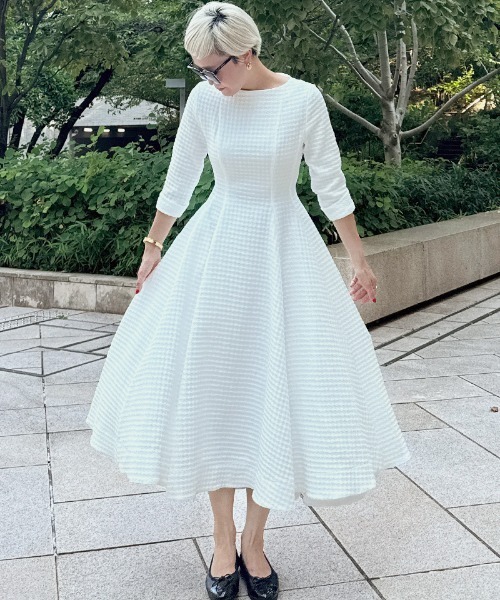 セール】千鳥立体フレアワンピース（ワンピース）｜JENNE（ジェンヌ