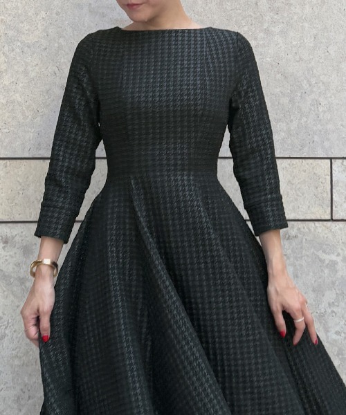 セール】千鳥立体フレアワンピース（ワンピース）｜JENNE（ジェンヌ