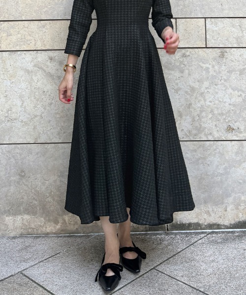 セール】千鳥立体フレアワンピース（ワンピース）｜JENNE（ジェンヌ