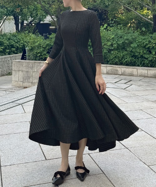 セール】千鳥立体フレアワンピース（ワンピース）｜JENNE（ジェンヌ