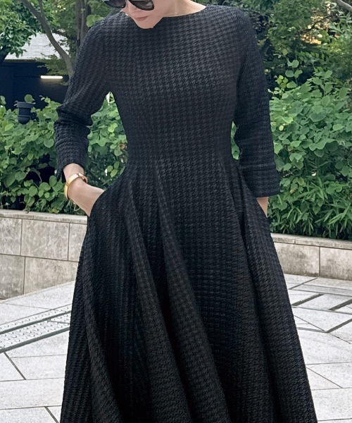 セール】千鳥立体フレアワンピース（ワンピース）｜JENNE（ジェンヌ