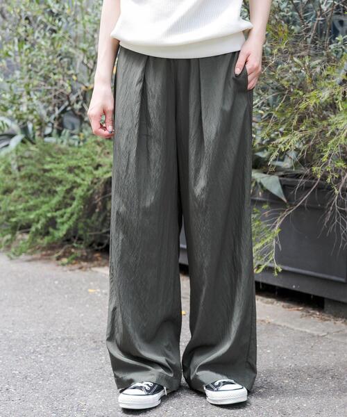 FORK&SPOON（フォークアンドスプーン）の「FORK&SPOON　レーヨンナイロンイージーパンツ（その他パンツ・レディース・ブラック/カーキ/キャメル・1/2）」の12枚目の写真