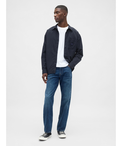 GAP（ギャップ）の「リサイクル素材100% オーバーサイズ ナイロンシャツ（シャツ/ブラウス・メンズ・ネイビー/ブラック/カーキ・XS/S/M/L/XL）」の4枚目の写真