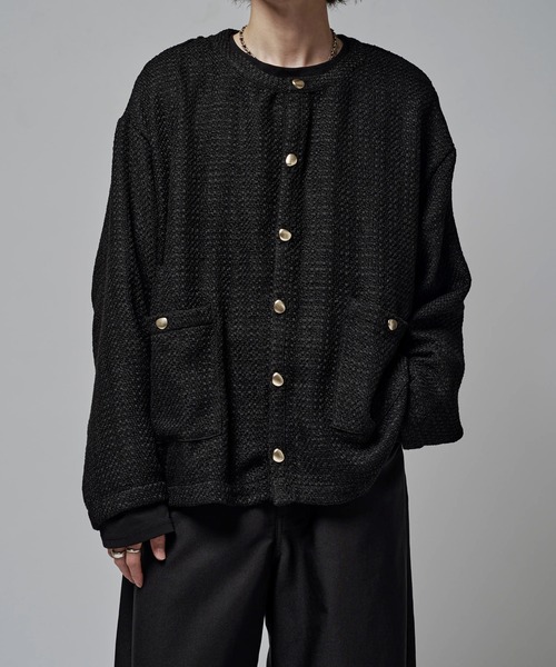 Lui's(ルイス)の「ファニーツイードカーディガン(カーディガン/ボレロ・メンズ・ブラック/ブラック系その他・FREE)」の2枚目の写真
