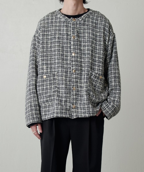 Lui's（ルイス）の「ファニーツイードカーディガン（カーディガン/ボレロ・メンズ・ブラック/ブラック系その他/ネイビー・FREE）」の14枚目の写真