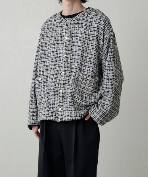 Lui's（ルイス）の「ファニーツイードカーディガン（カーディガン/ボレロ・メンズ・ブラック/ブラック系その他/ネイビー・FREE）」の15枚目の写真