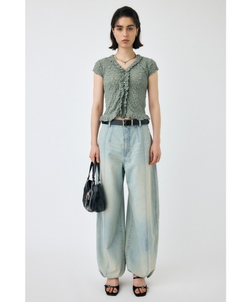 MOUSSY(マウジー)の「RUFFLE LACE ノースリーブトップス(シャツ/ブラウス・レディース・ブラック/オフホワイト/ライトカーキ・FREE)」の14枚目の写真