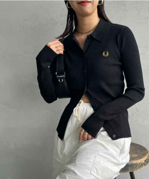 FRED PERRY（フレッドペリー）の「【VERY 1月号掲載】[FRED PERRY/フレッドペリー] 別注 ワンポイントロゴ刺繍 リブニットポロシャツ（ニット/セーター・レディース・ダークグレー/ブラック/キナリ・8/10）」の6枚目の写真