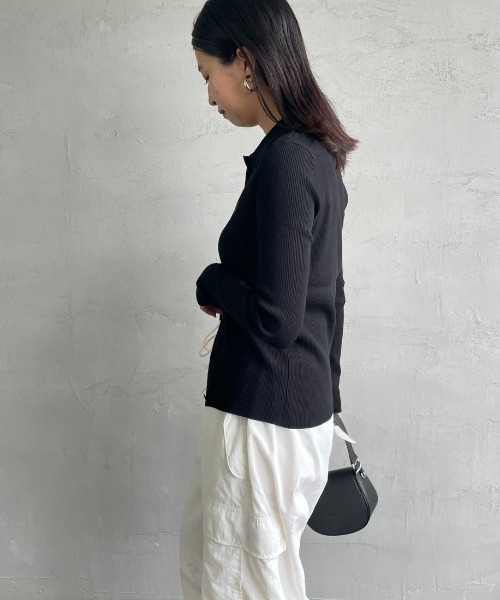 FRED PERRY（フレッドペリー）の「【VERY 1月号掲載】[FRED PERRY/フレッドペリー] 別注 ワンポイントロゴ刺繍 リブニットポロシャツ（ニット/セーター・レディース・ダークグレー/ブラック/キナリ・8/10）」の8枚目の写真