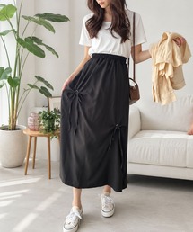 ふんわり広がるラインにリボンがアクセント◎ リボン付きロングスカート