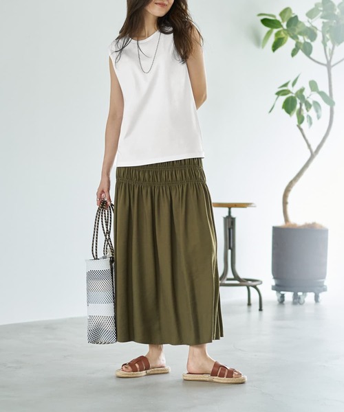 STYLE DELI(スタイルデリ)の「【ものづくりJAPAN】DIORAMA ベーシックノースリーブトップス(Tシャツ/カットソー・レディース・ホワイト/ブラック・FREE)」の13枚目の写真