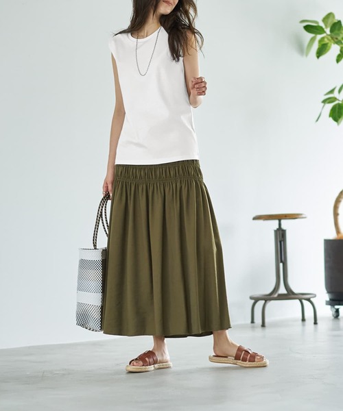 STYLE DELI(スタイルデリ)の「【ものづくりJAPAN】DIORAMA ベーシックノースリーブトップス(Tシャツ/カットソー・レディース・ホワイト/ブラック・FREE)」の5枚目の写真