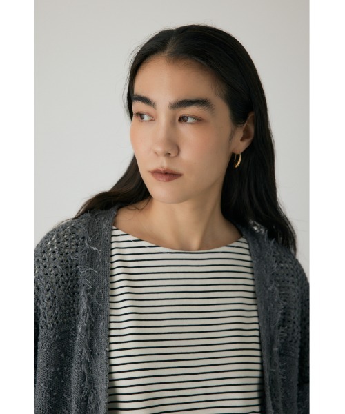 crie conforto(クリーコンフォルト)の「フリンジVネックカーディガン 秋服 / 長袖 / 羽織り(カーディガン/ボレロ・レディース・グレー/ネイビー/アイボリー・FREE)」の6枚目の写真