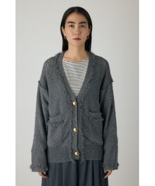 crie conforto(クリーコンフォルト)の「フリンジVネックカーディガン 秋服 / 長袖 / 羽織り(カーディガン/ボレロ・レディース・グレー/ネイビー/アイボリー・FREE)」の7枚目の写真