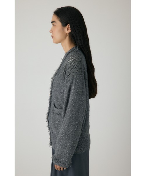 crie conforto(クリーコンフォルト)の「フリンジVネックカーディガン 秋服 / 長袖 / 羽織り(カーディガン/ボレロ・レディース・グレー/ネイビー/アイボリー・FREE)」の8枚目の写真