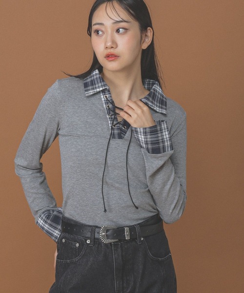 3.3 Field Trip （3.3フィールドトリップ）の「3.3 Field Trip／シャツドッキングロングスリーブ（Tシャツ/カットソー・レディース・ホワイト/グレー/ブラック・FREE）」の13枚目の写真