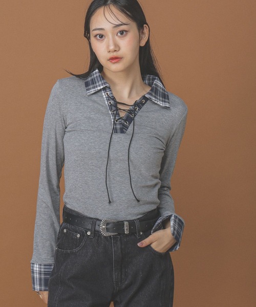 3.3 Field Trip （3.3フィールドトリップ）の「3.3 Field Trip／シャツドッキングロングスリーブ（Tシャツ/カットソー・レディース・ホワイト/グレー/ブラック・FREE）」の14枚目の写真