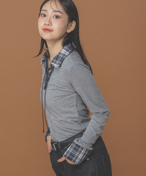 3.3 Field Trip （3.3フィールドトリップ）の「3.3 Field Trip／シャツドッキングロングスリーブ（Tシャツ/カットソー・レディース・ホワイト/グレー/ブラック・FREE）」の16枚目の写真