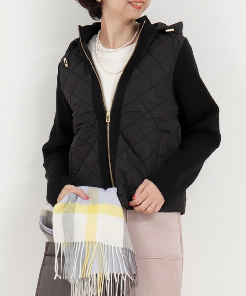 shisui イディット　中綿コート　ブラック　LL 未使用品 中綿×ニット2WAY切替ジャケット（ブルゾン）｜MICO COULIER