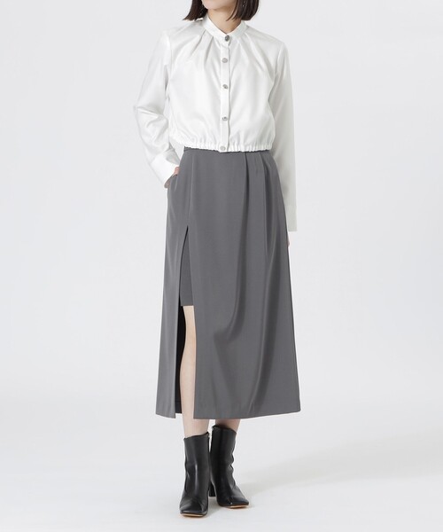 LOVELESS（ラブレス）の「ラップスリットスカート（スカート・レディース・チャコールグレー/ブラック・36/34）」の8枚目の写真