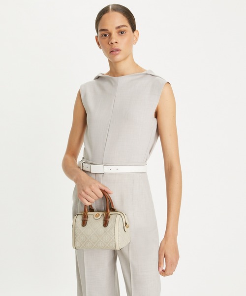 【美品】ToryBurch ハーフムーン ハンドバッグ 2way グレージュ 美品 トリーバーチ☆2way ハーフムーン シボ革 ショルダーバッグ