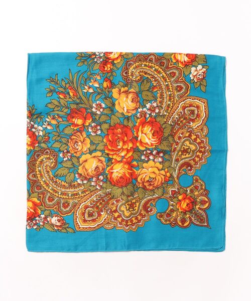 チャイハネ（チャイハネ）の「【チャイハネ】フラワースカーフ（バンダナ/スカーフ・レディース・ワイン/ベージュ/ターコイズブルー・FREE）」の8枚目の写真