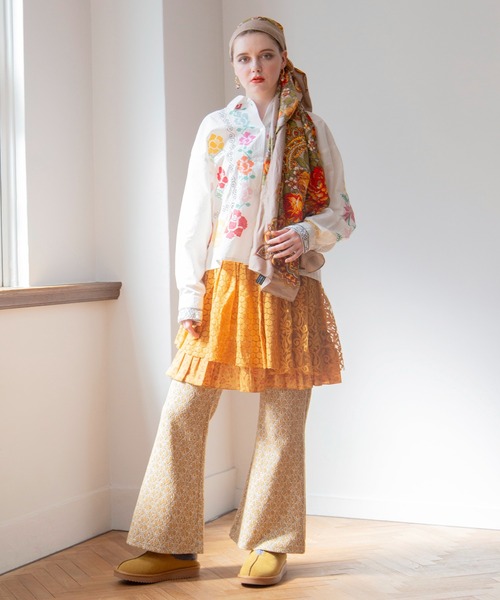 チャイハネ（チャイハネ）の「【チャイハネ】フラワースカーフ（バンダナ/スカーフ・レディース・ワイン/ベージュ/ターコイズブルー・FREE）」の7枚目の写真