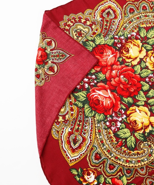 チャイハネ（チャイハネ）の「【チャイハネ】フラワースカーフ（バンダナ/スカーフ・レディース・ワイン/ベージュ/ターコイズブルー・FREE）」の11枚目の写真