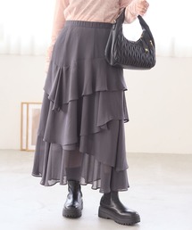 VIS | 花柄アソート楊柳ティアードスカート(スカート)