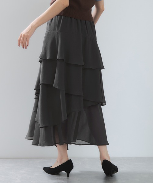 VIS（ビス）の「花柄アソート楊柳ティアードスカート（スカート・レディース・チャコールグレー/ピンク系その他2/ブラウン系その他2・FREE）」の15枚目の写真